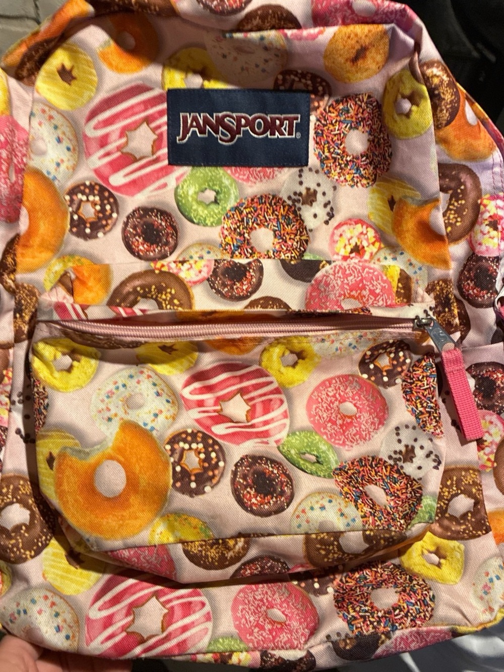 Jansport Donut Print Kids Backpack in Pink, Yellow, Green, Brown